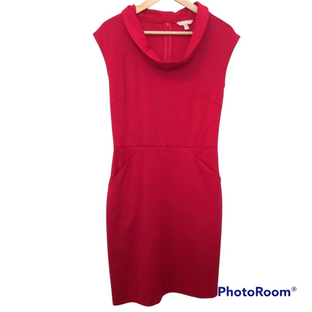 Women's Red Cowl Neck Sheath Dress
